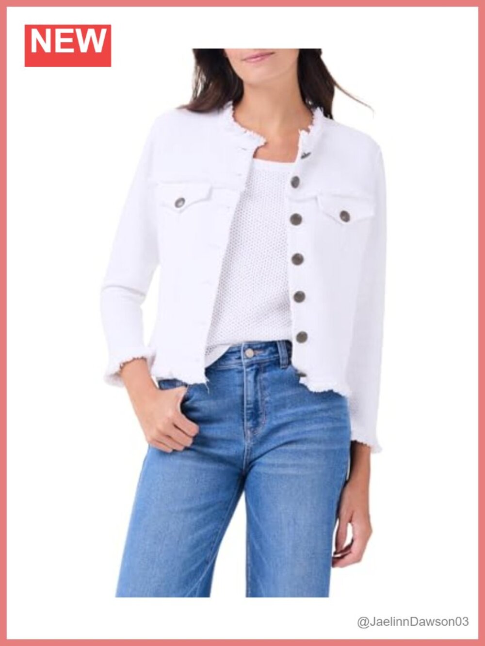NIC+ZOE Utility Fringe Mix Knit Jacket Button Front Blazer